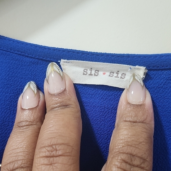 Sis.Sis Royal Blue Boxy 3/4 Sleeve Blouse - Picture 3 of 9